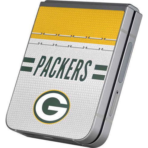 NFL Green Bay Packers White Striped Galaxy Z Flip6 Skin